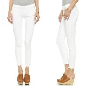 Paige Verdugo Skinny Ankle Jeans, Distressed Optic White Size 29